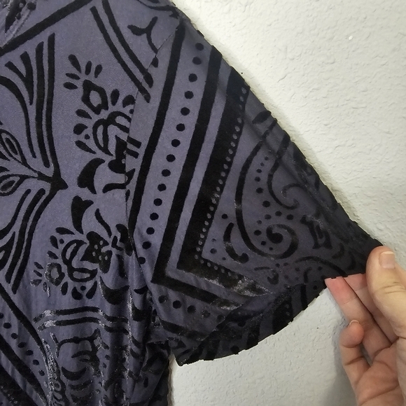 Hannah Black Velvet Burnout Womens L Large Stretchy Nylon Semi Sheer‎ - Picture 5 of 10